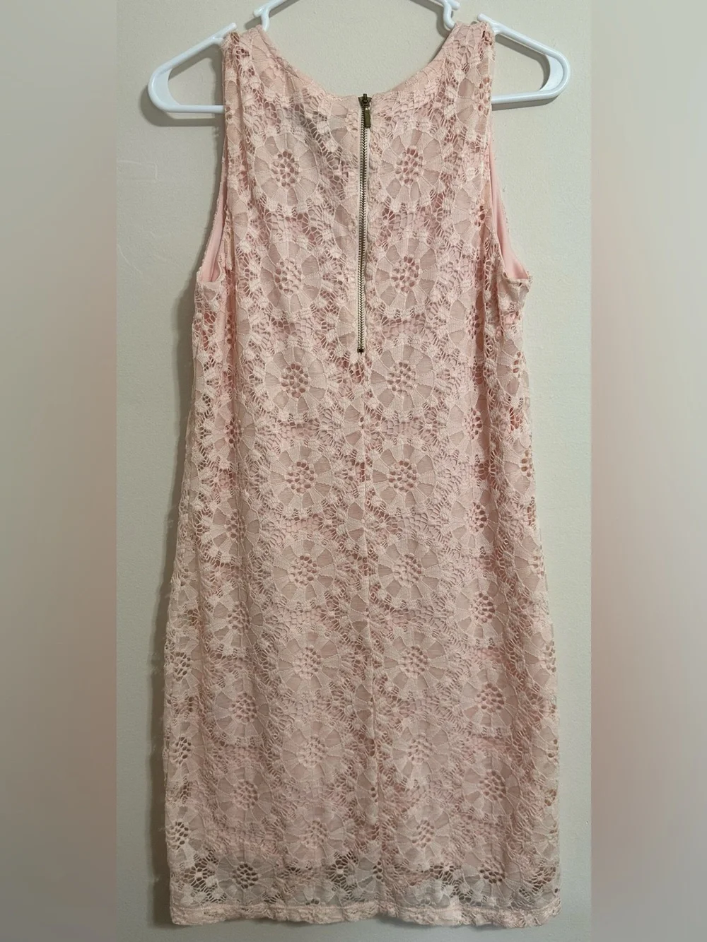 Ronni Nicole Blush Pink Lace Sheath Dress | Women’s Size Small | Sleeveless
